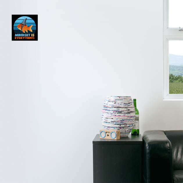 Funny Goldfish Shark, Mindset Motivational Quote by logiamerch